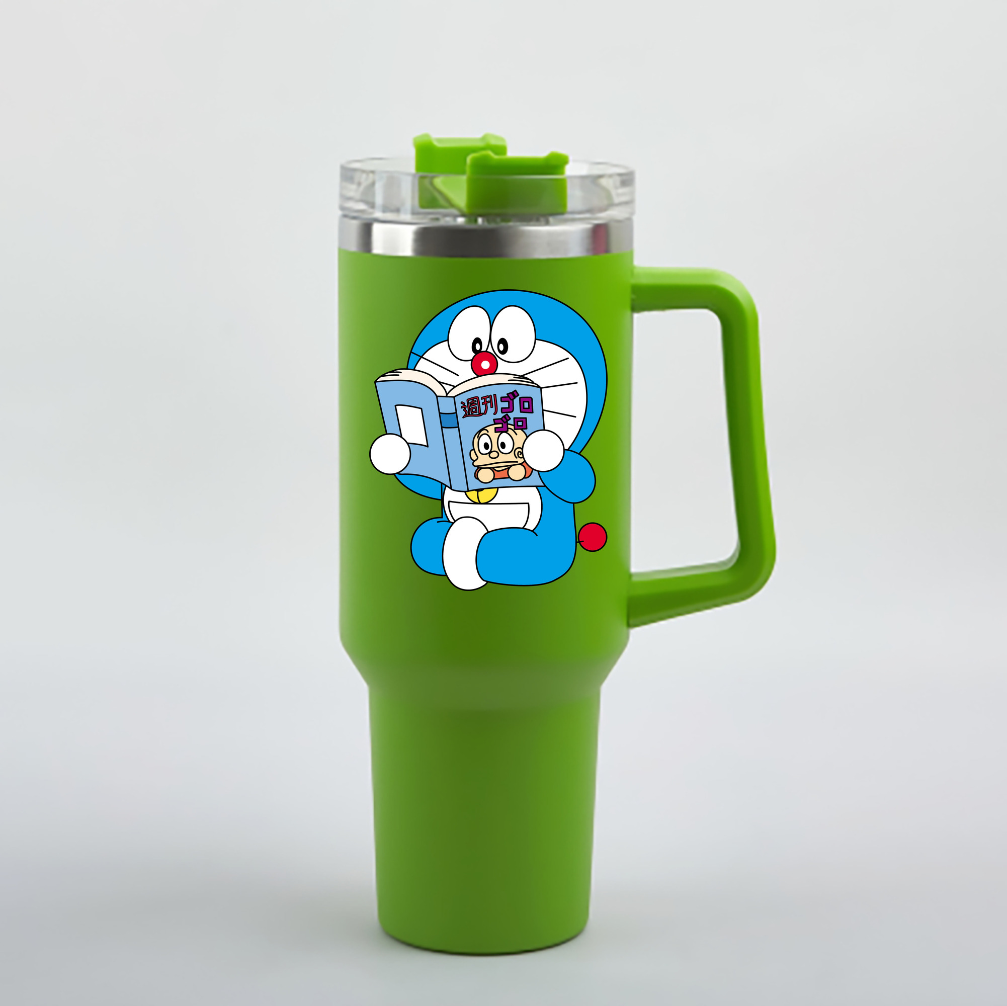 （画像用） ドラえもん Doraemon 1200mL車用タンブラー - クリスタルステッカー（プラスチックストロー付き）